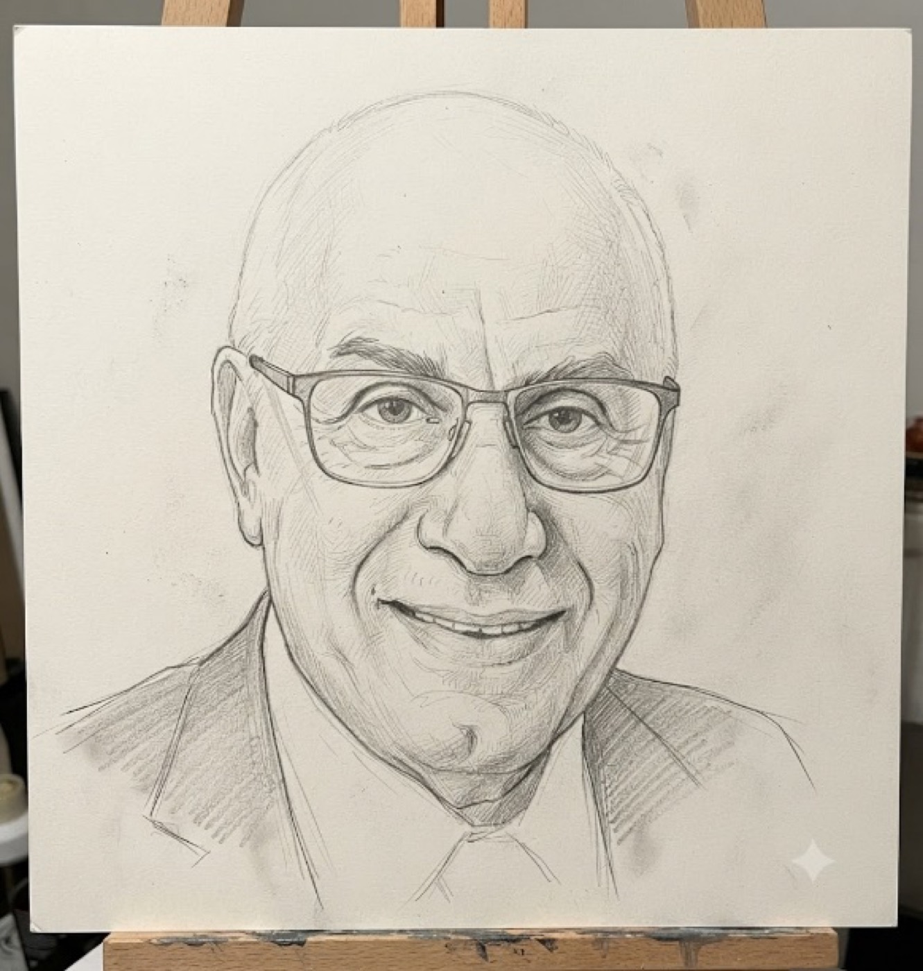 Pencil portrait of Mohamed Al-Rubeai