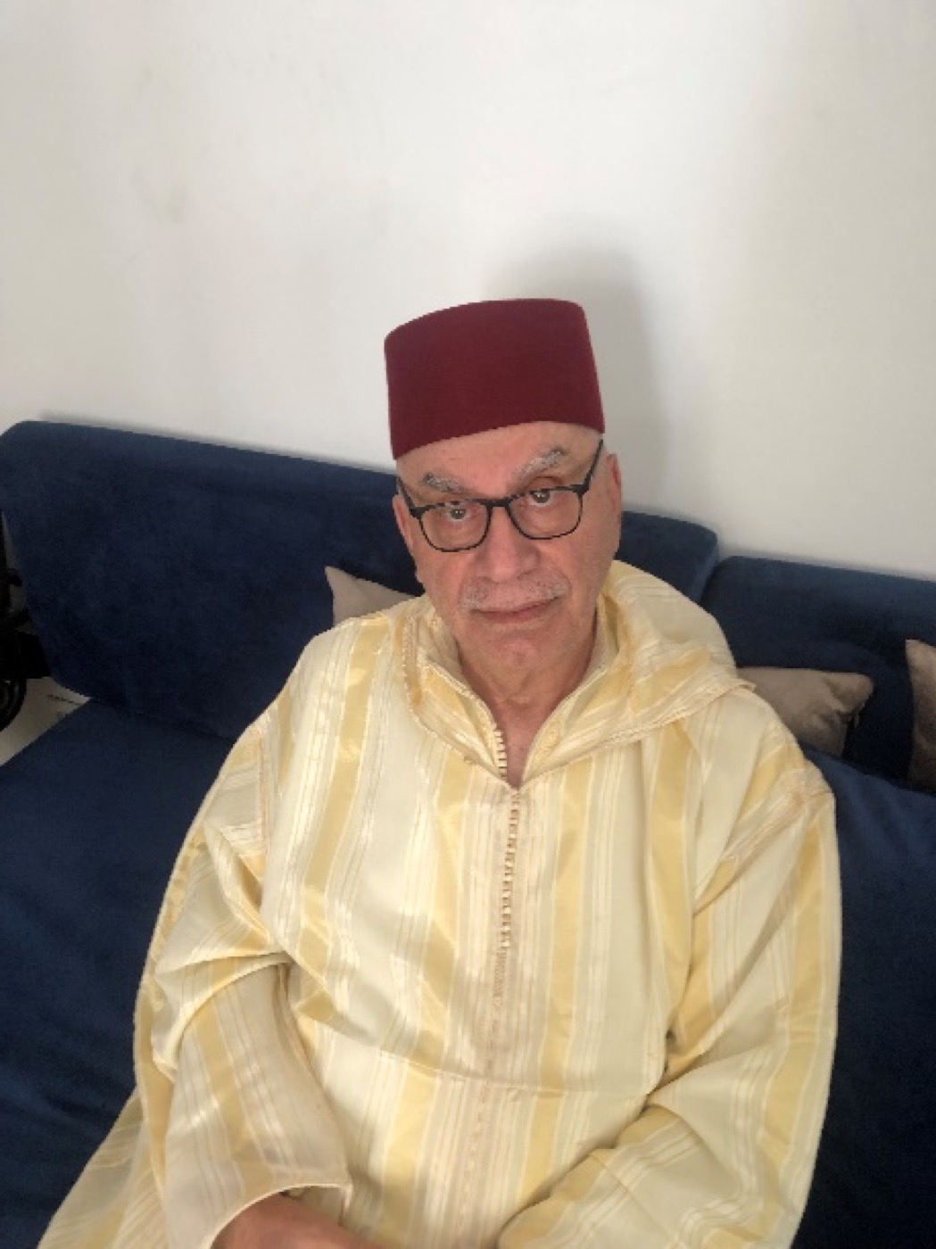 At a party in Morocco, wearing traditional Moroccan attire