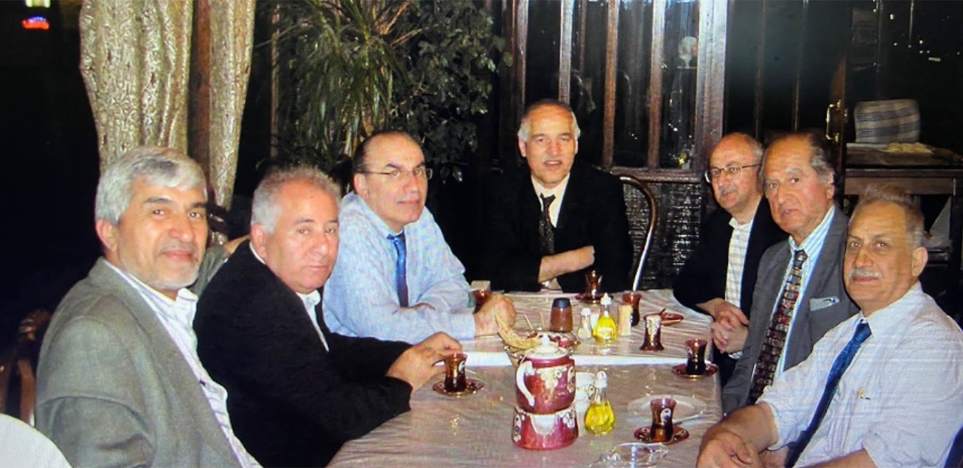 A friendly gathering in London: A dinner that brought together Saadi Al-Najjar, Jani Kassab, Salim Ali, Sabah Jassim, Mohamed Al-Rubeai, Imad Salman, and Abdul-Ilah Tawfiq